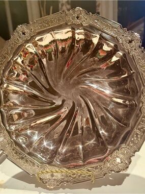 Vtg 12” Gorham Swirl Silverplate Ornate Platter Elegant Cutout Rim – YC1677